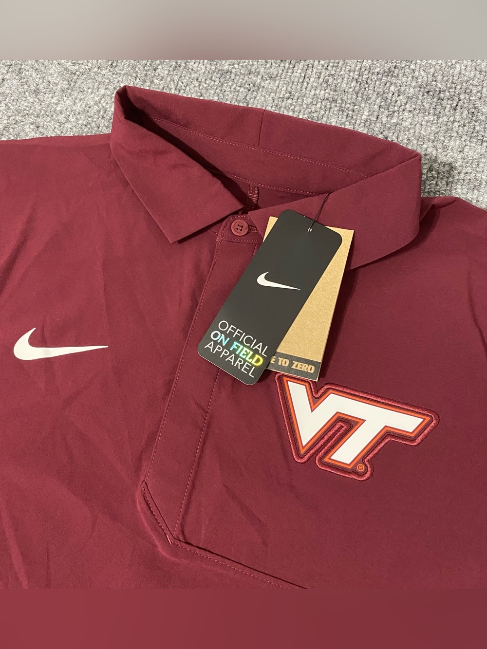 Nike On Field Virginia Tech Hokies Sideline Coach Polo Mens Medium NWT